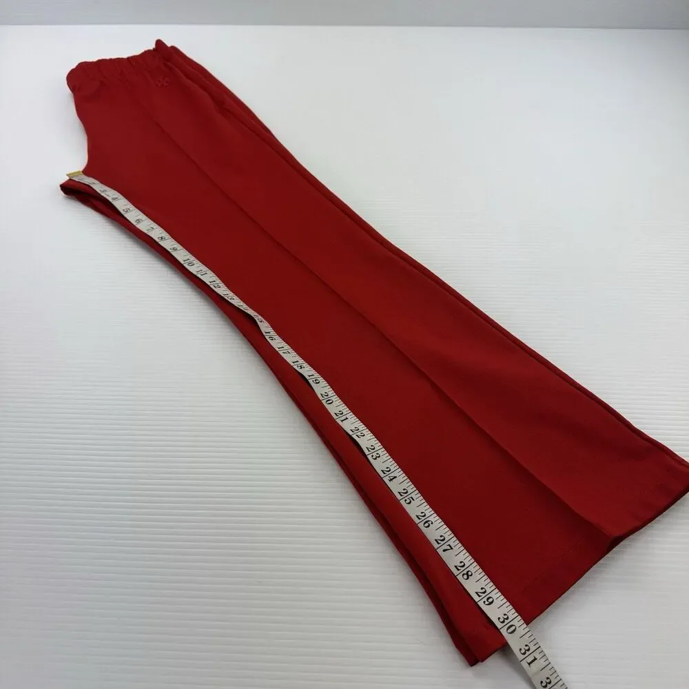 Tory Burch Sport Red Track Pants Women Large Flare Leg Stretch Pull On